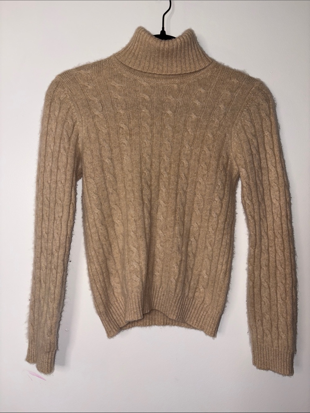 Sutton Studio Cable Knit Turtleneck Sweater - Camel- Size P